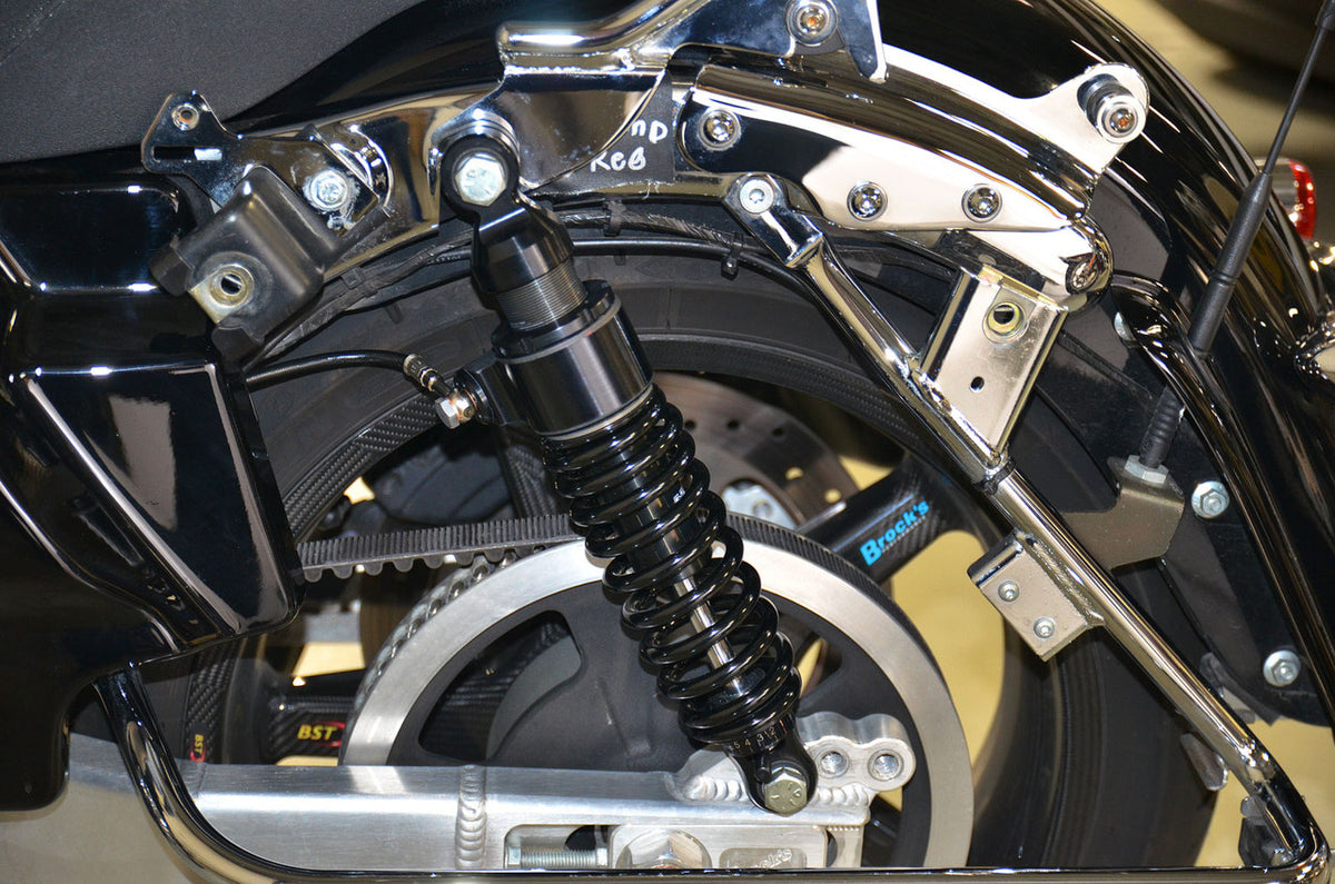 Brock's Performance 12in Bitubo WME22V3 Rear Shock Set Black w/ Remote Adjustable Preload H-D Touring (14-20)