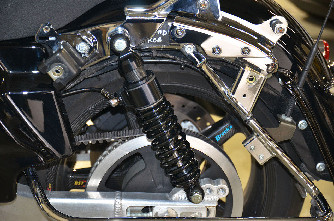 Brock's Performance 12.85in Bitubo WME22V3 Rear Shock Set Black w/ Remote Adjustable Preload H-D Touring (14-20)