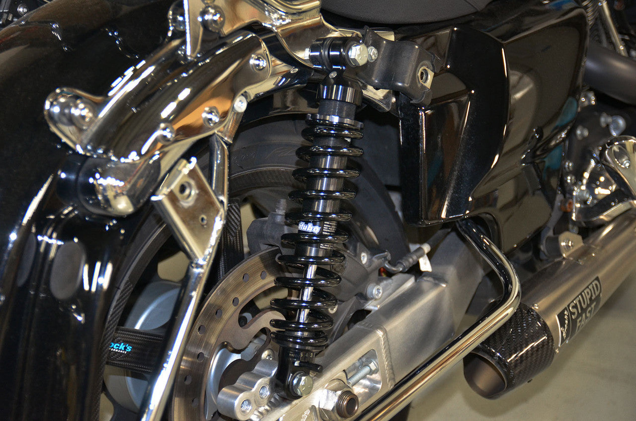 Brock's Performance 12.85in Bitubo WME22V3 Rear Shock Set Black w/ Remote Adjustable Preload H-D Touring (14-20)