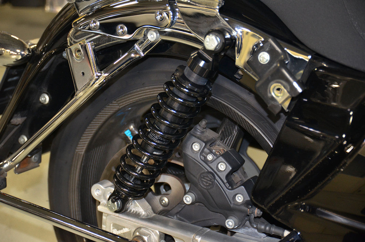 Brock's Performance 12.85in Bitubo WME22V3 Rear Shock Set Black w/ Remote Adjustable Preload H-D Touring (14-20)