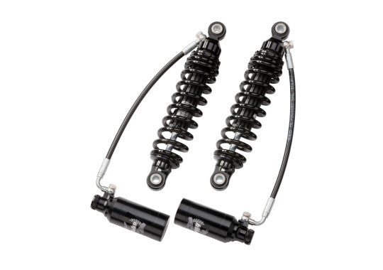 Brock's Performance 12in Bitubo WMM Twin Remote Rear Shock Set Black - Harley-Davidson Baggers Tour-Pak Equipped (See Fitment List)
