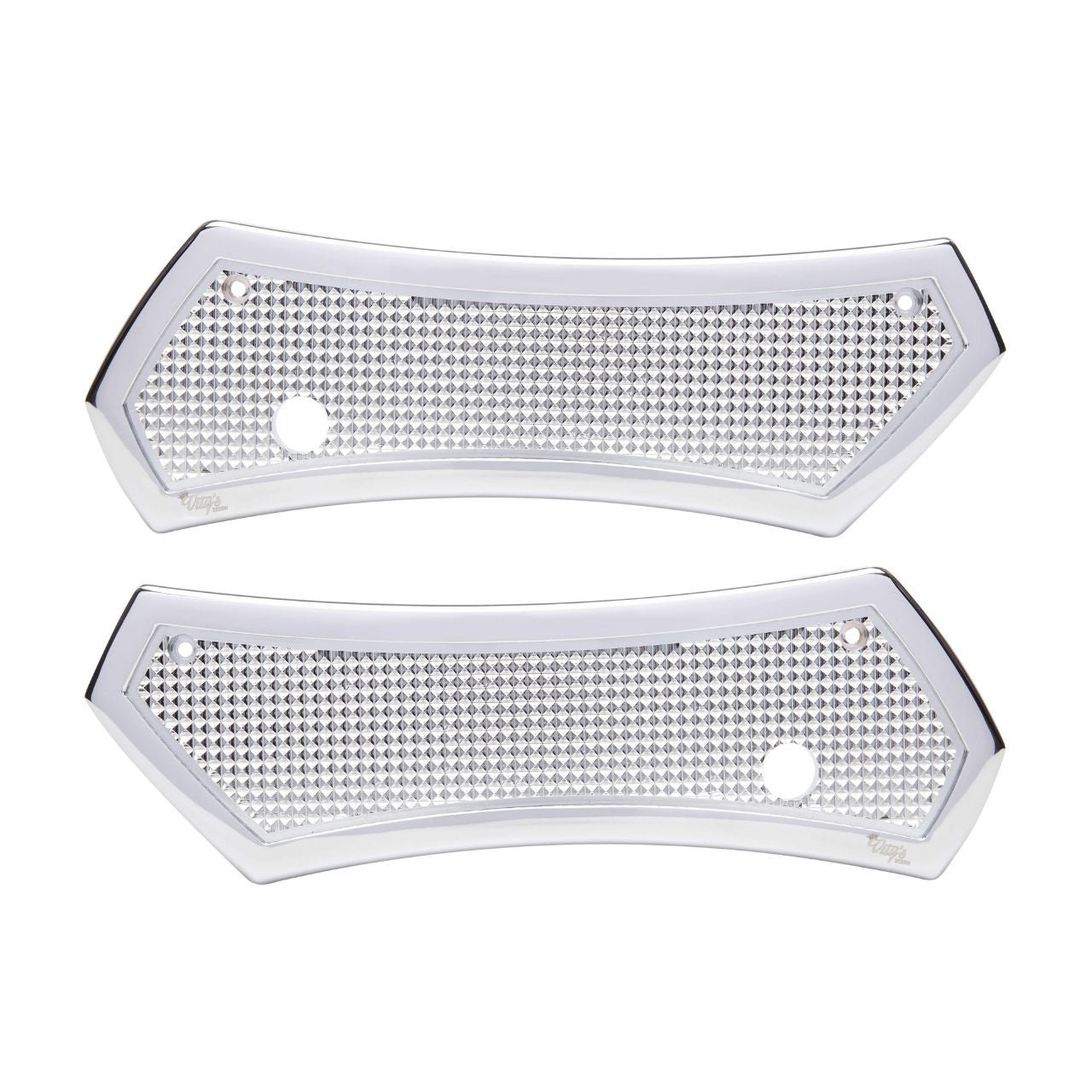 Brock's Performance Diamond Saddlebag Latch Covers Chrome Touring Models (93-13)