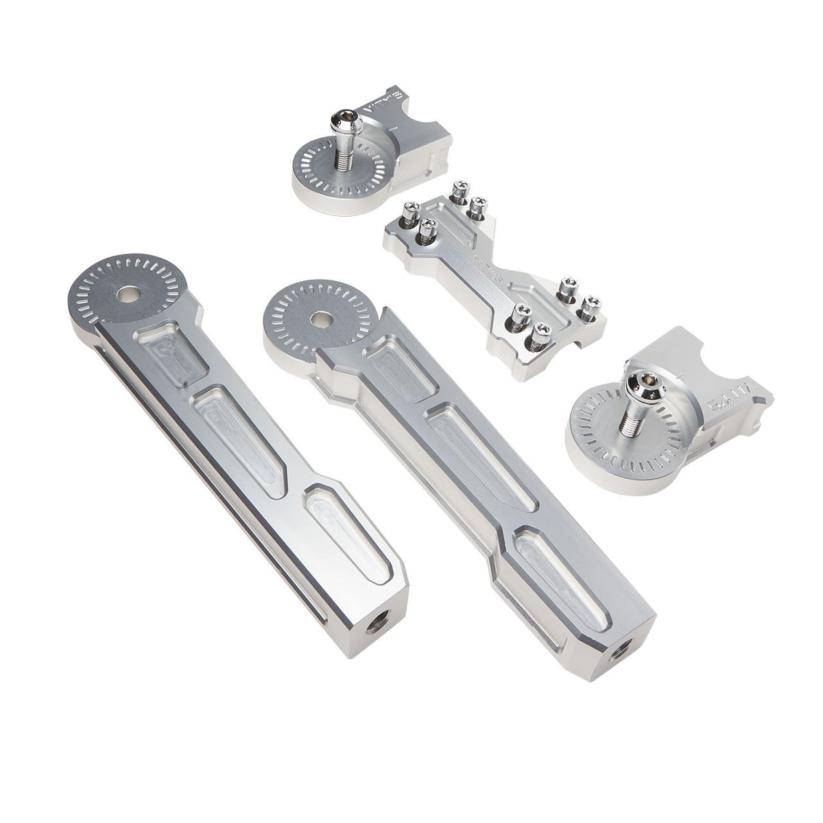 Brock's Performance Adjustable 8in Riser Silver for 1in Bar Clamp Road Glide (15-23), Softail (18-23)