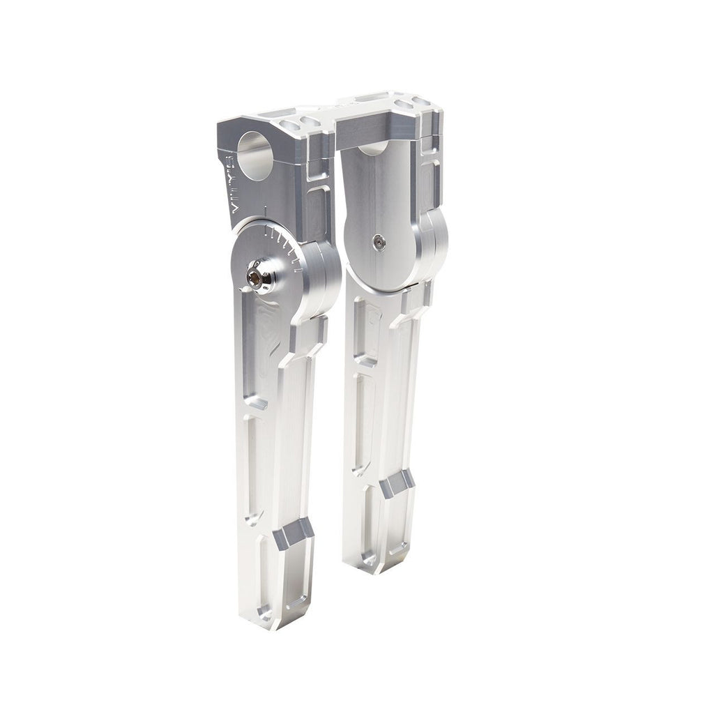 Brock's Performance Adjustable 8in Riser Silver for 1-1/8in Bar Clamp Road Glide (15-23), Softail (18-23)