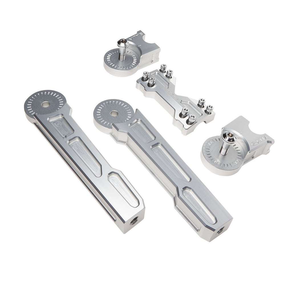 Brock's Performance Adjustable 8in Riser Silver for 1-1/8in Bar Clamp Road Glide (15-23), Softail (18-23)