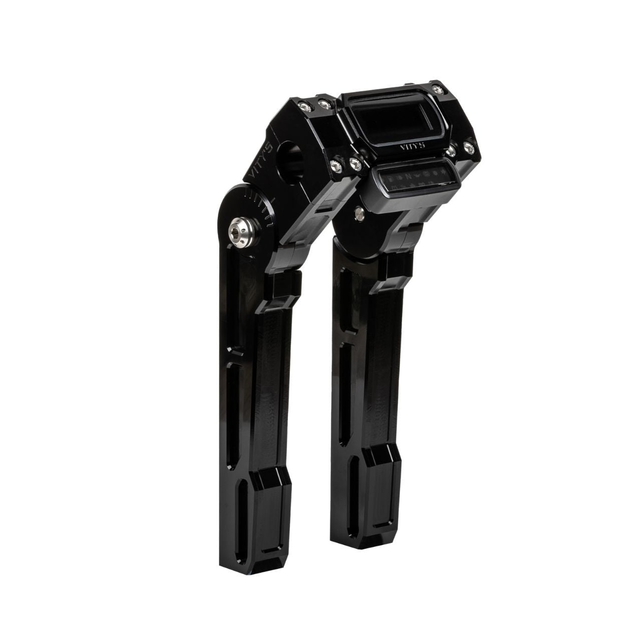 Brock's Performance Adjustable 8in Riser Black for 1-1/8in Bar Clamp with Digital Gauge Housing (See Fitment)