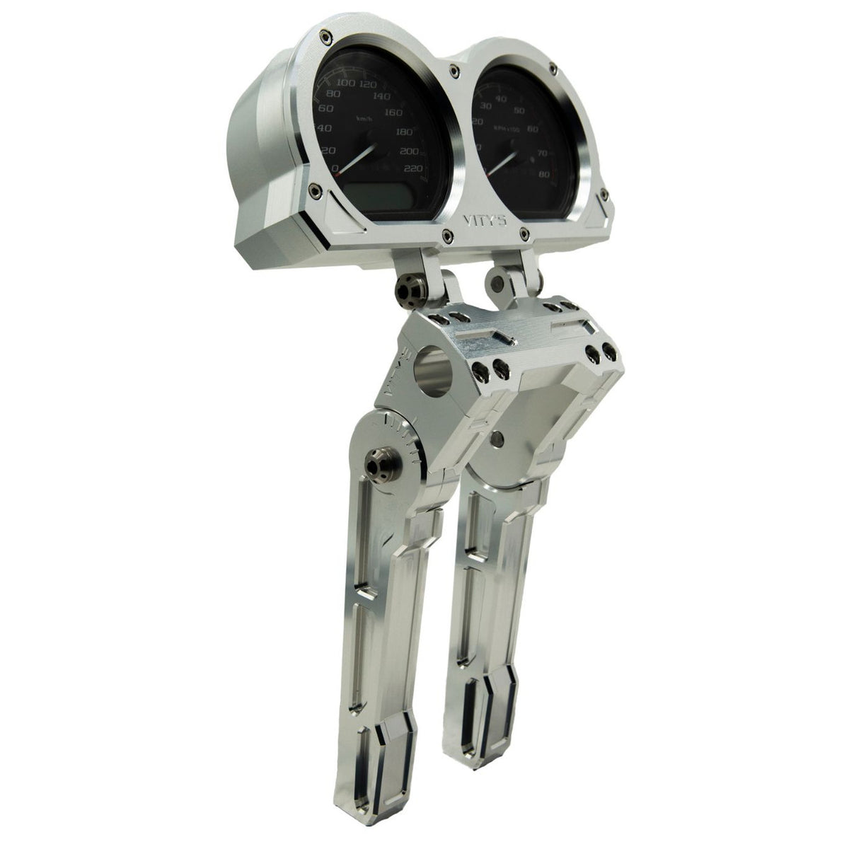 Brock's Performance Adjustable Billet Dual Gauge Housing Silver Low Rider S (20-21), Lowrider (18-20), Dyna