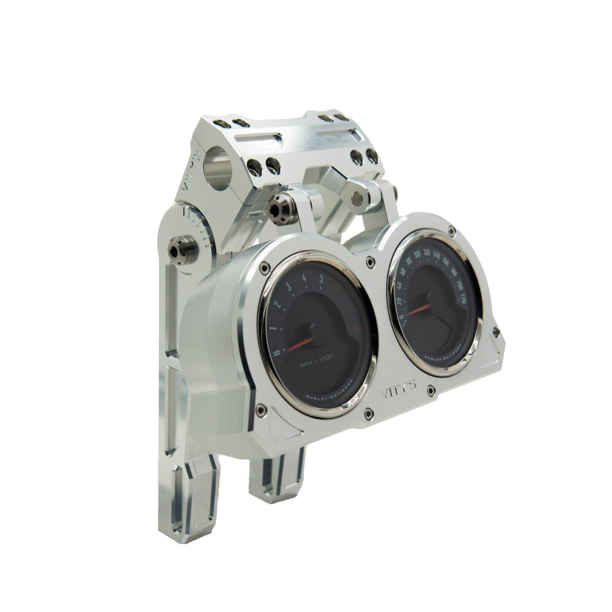 Brock's Performance Adjustable Billet Dual Gauge Housing Silver Low Rider S (20-21), Lowrider (18-20), Dyna