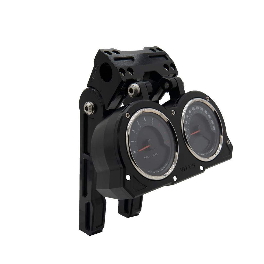 Brock's Performance Adjustable Billet Dual Gauge Housing Black Low Rider S (20-21), Lowrider (18-20), Dyna