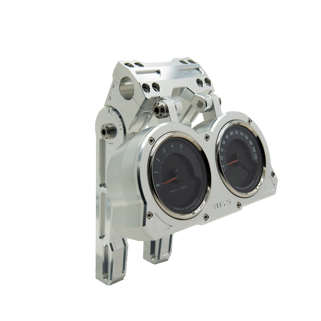 Brock's Performance Adjustable Billet Dual Gauge Housing Silver Road Glide (15-24)