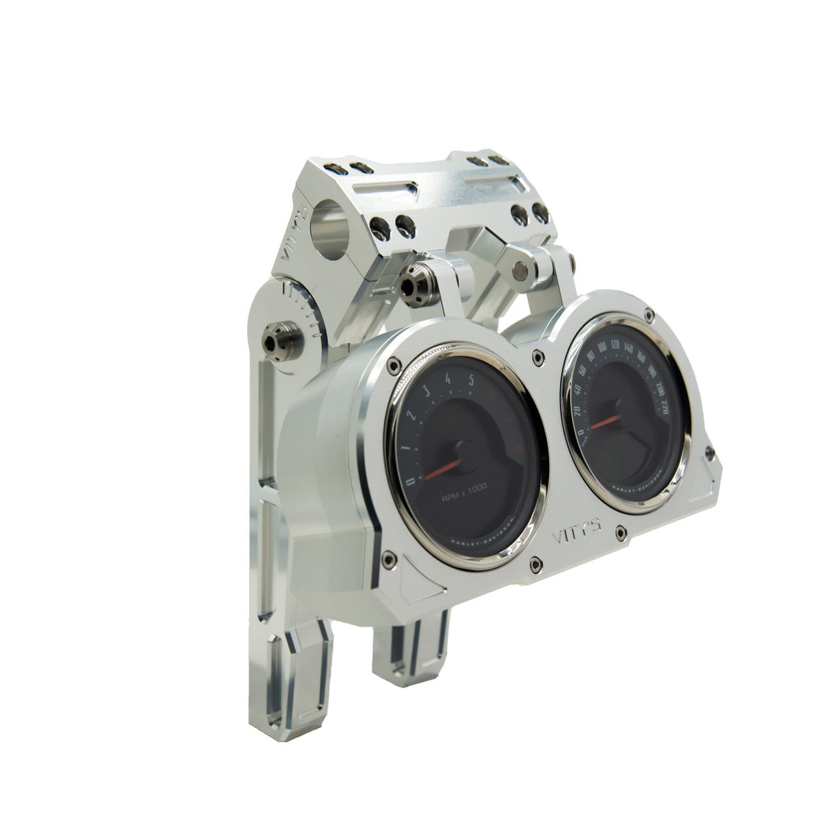 Brock's Performance Adjustable Billet Dual Gauge Housing Silver Road Glide (15-24)