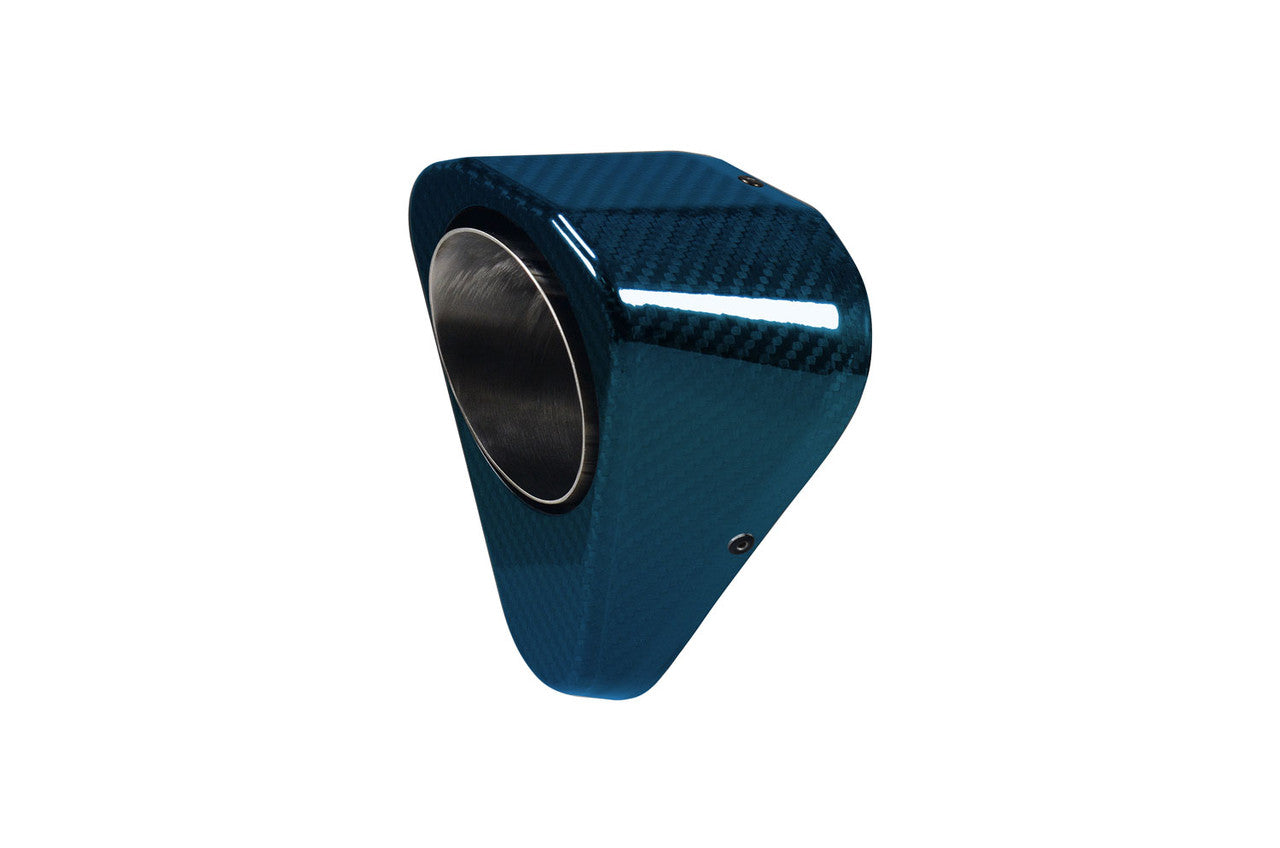 Brock's Performance Replacement Penta-Carbon Exhaust Blue Endcap (Includes Rivets)