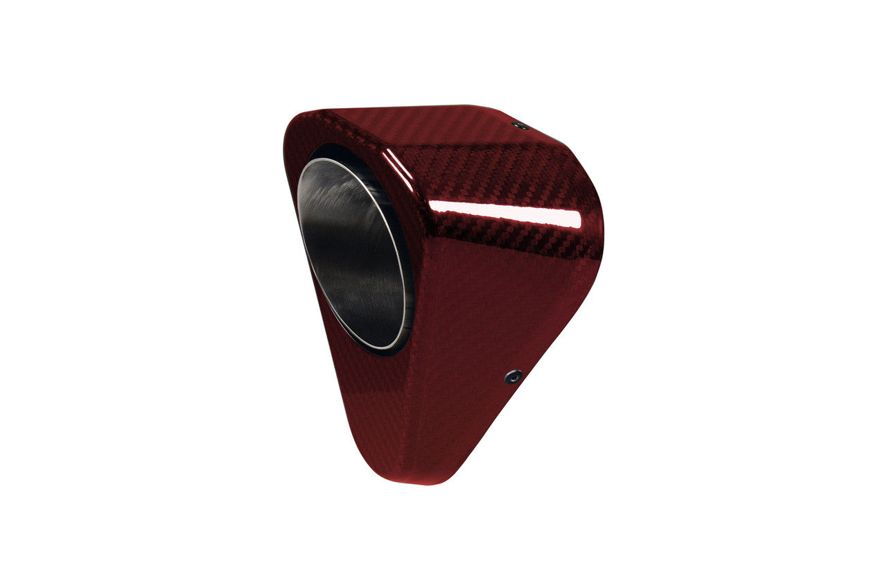Brock's Performance Replacement Penta-Carbon Exhaust Red Endcap (Includes Rivets)