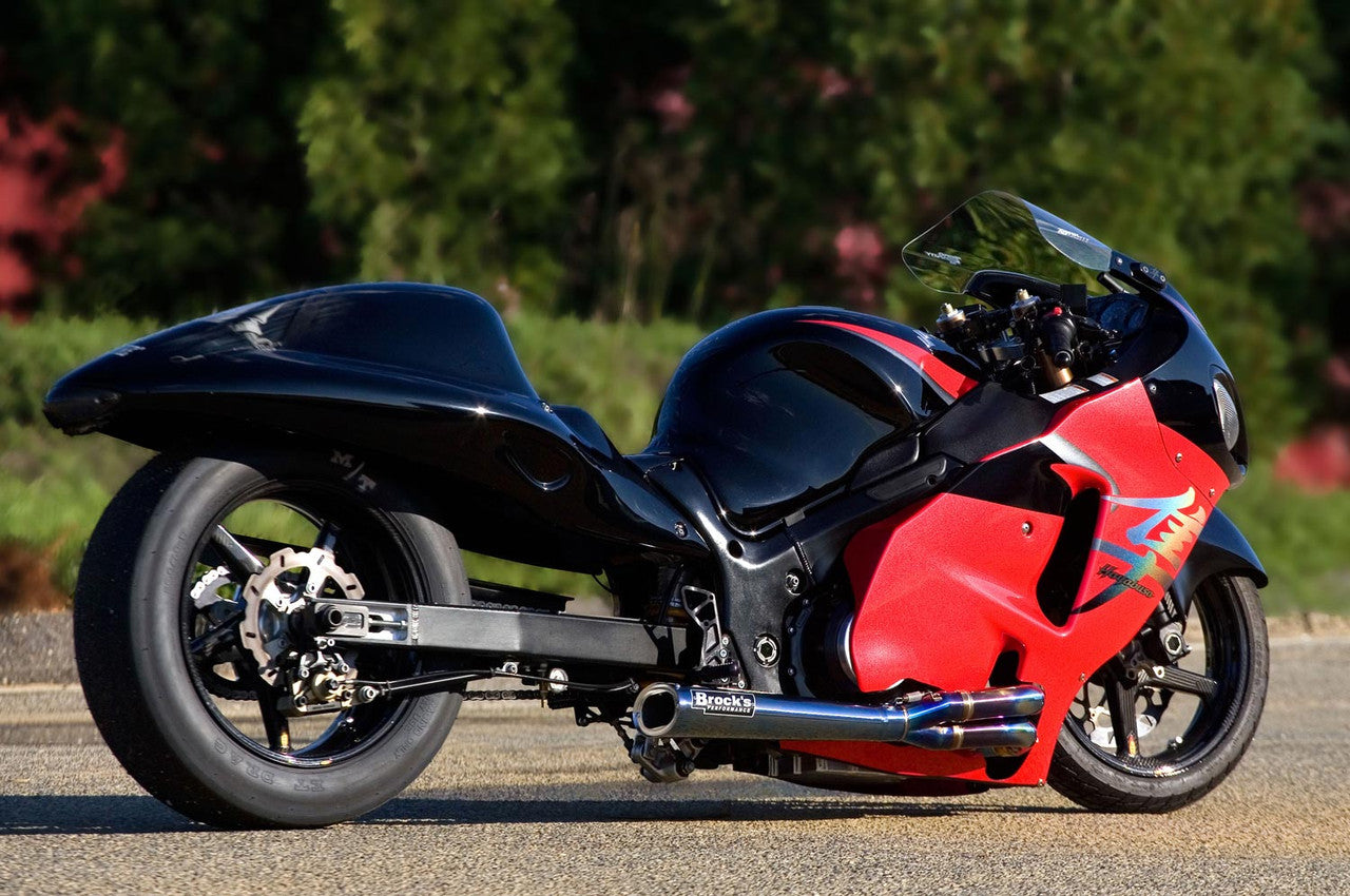Brock's Performance TiWinder Blue Full System w/ 18" Muffler Race Baffle Suzuki Hayabusa (99-26)