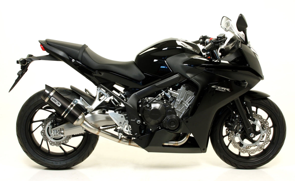 Arrow Thunder Aluminium "Dark" Slip On with Carbon End Cap - Honda CB650F/CBR650F