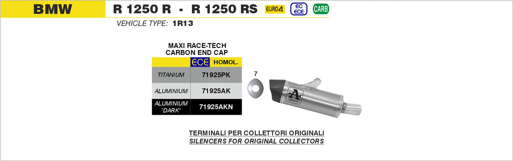 Arrow Maxi Race-Tech Titanium Slip On with Carbon End Cap - BMW R1250R/R1250RS