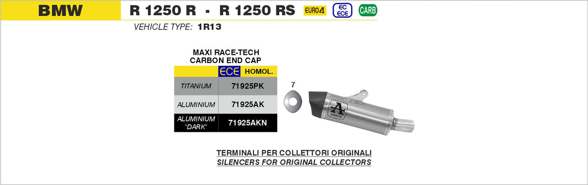 Arrow Maxi Race-Tech Titanium Slip On with Carbon End Cap - BMW R1250R/R1250RS