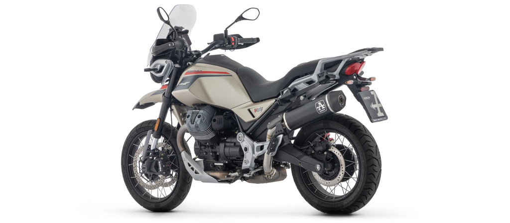 Arrow Indy Race Aluminium "Dark" Slip On with Carbon End Cap - Moto Guzzi V85 TT/V85 TT Travel