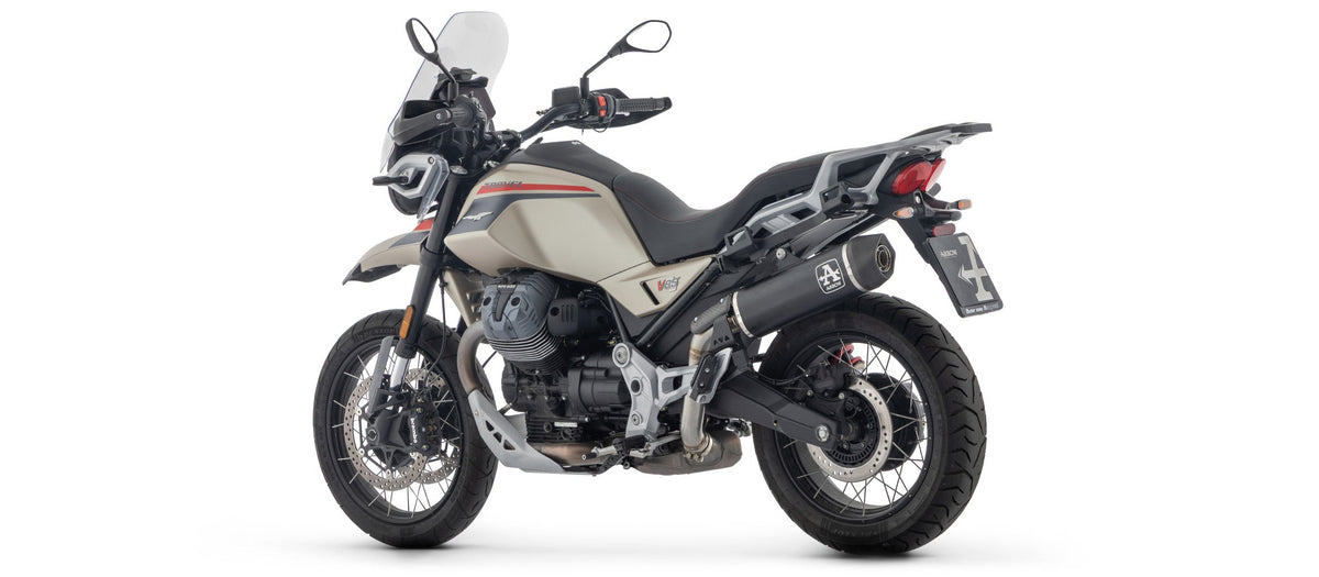 Arrow Indy Race Aluminium "Dark" Slip On with Carbon End Cap - Moto Guzzi V85 TT/V85 TT Travel