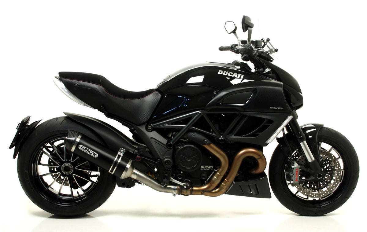 Arrow Race-Tech Aluminium "Dark" Slip On with Carbon End Cap - Ducati Diavel/Diavel AMG