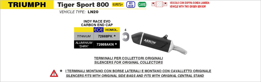 Arrow Indy Race EVO Aluminium "Dark" Slip On with Carbon End Cap - Triumph Tiger 800