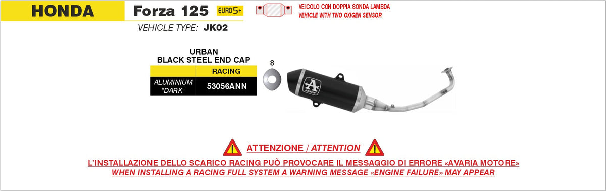 Arrow Racing Full System with Urban Aluminium "Dark" Slip On with "Dark"steel End Cap