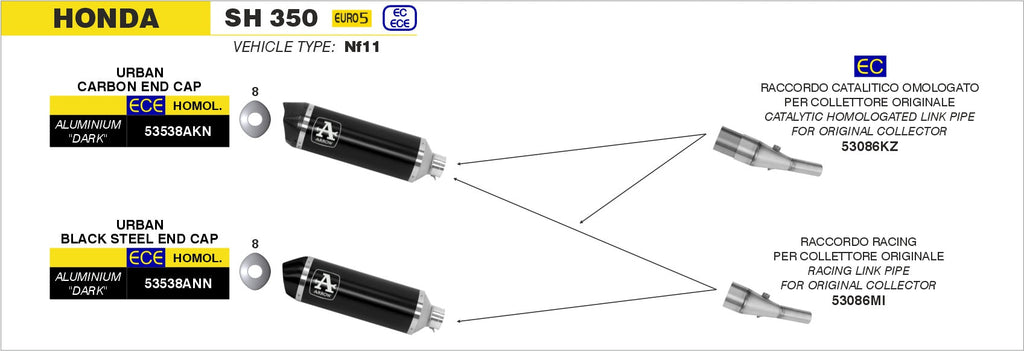Arrow Racing Link Pipe for Urban Exhaust