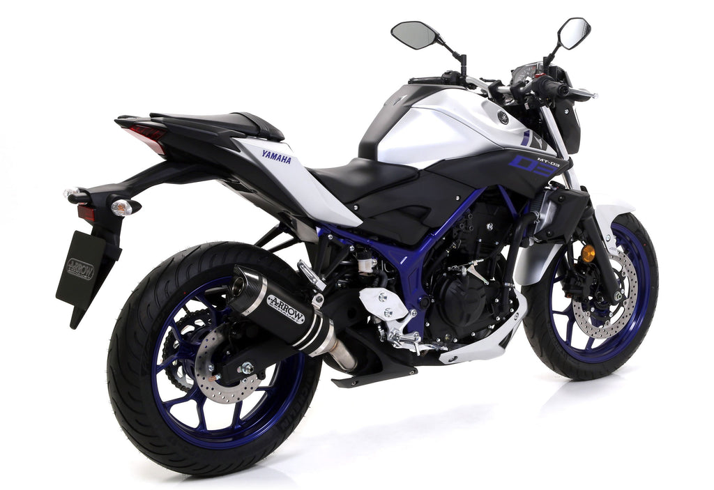 Arrow Street Thunder Aluminium "Dark" Slip On with Carbon End Cap - Yamaha MT-03/YZF-R3