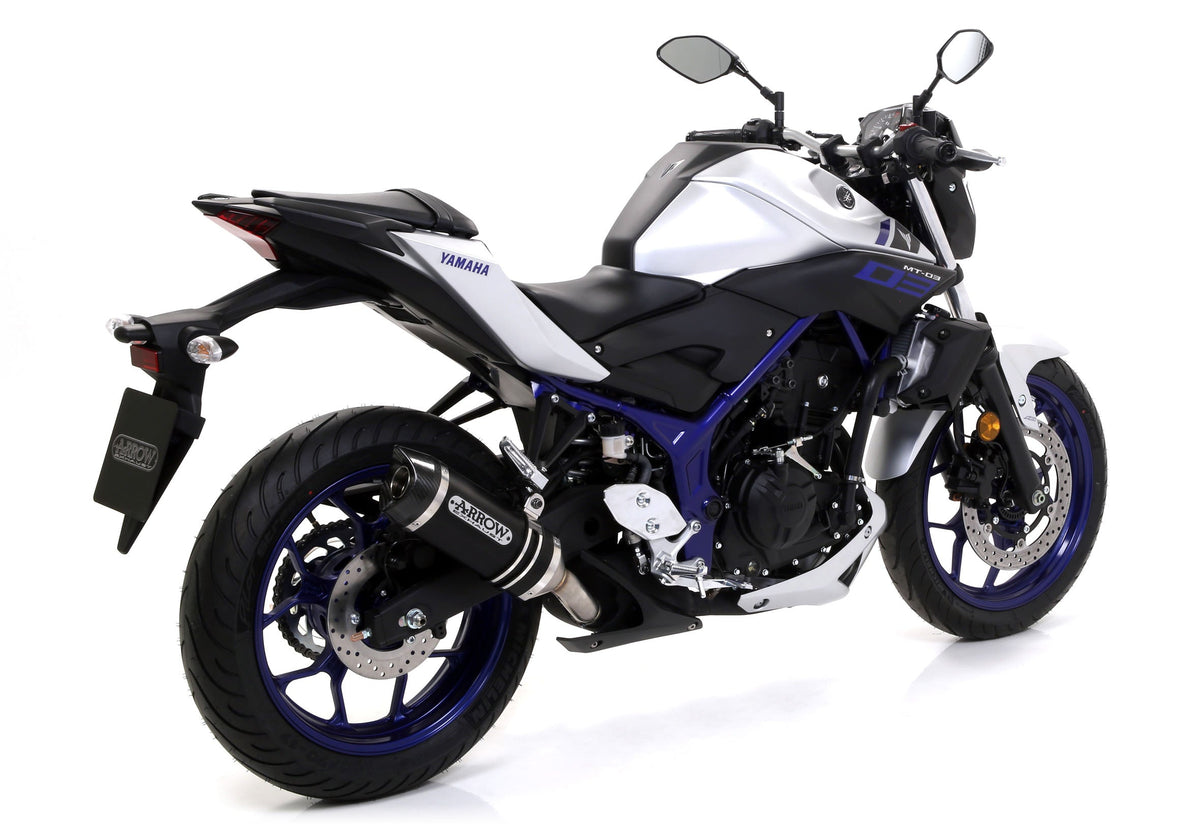Arrow Street Thunder Aluminium "Dark" Slip On with Carbon End Cap - Yamaha MT-03/YZF-R3