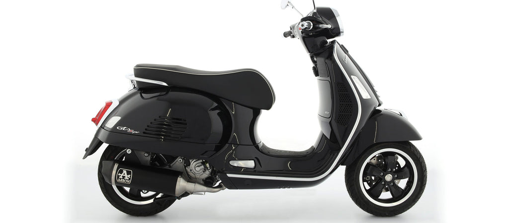 Arrow Urban Aluminium "Dark" Slip On with Carbon End Cap - Vespa GTS 300/GTV 300