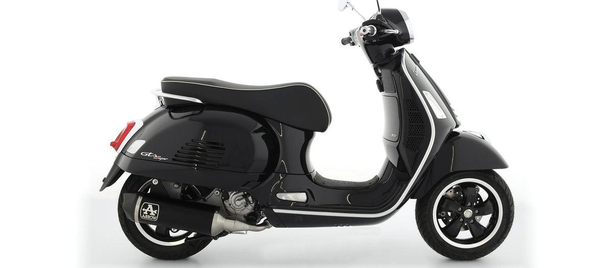 Arrow Urban Aluminium "Dark" Slip On with Carbon End Cap - Vespa GTS 300/GTV 300