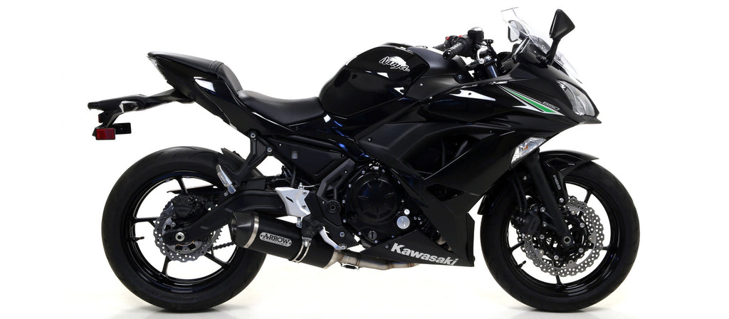 Arrow Race-Tech Approved Aluminium "Dark" Slip On with Carbon End Cap - Kawasaki Z650/Versys 650