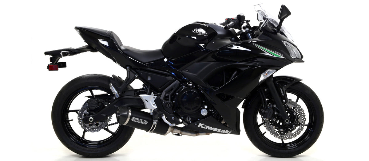 Arrow Race-Tech Approved Aluminium "Dark" Slip On with Carbon End Cap - Kawasaki Z650/Versys 650