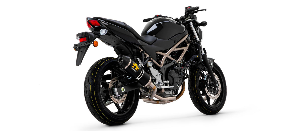 Arrow Race-Tech Aluminium "Dark" Slip On with Carbon End Cap - Suzuki SV650/SV650 ABS