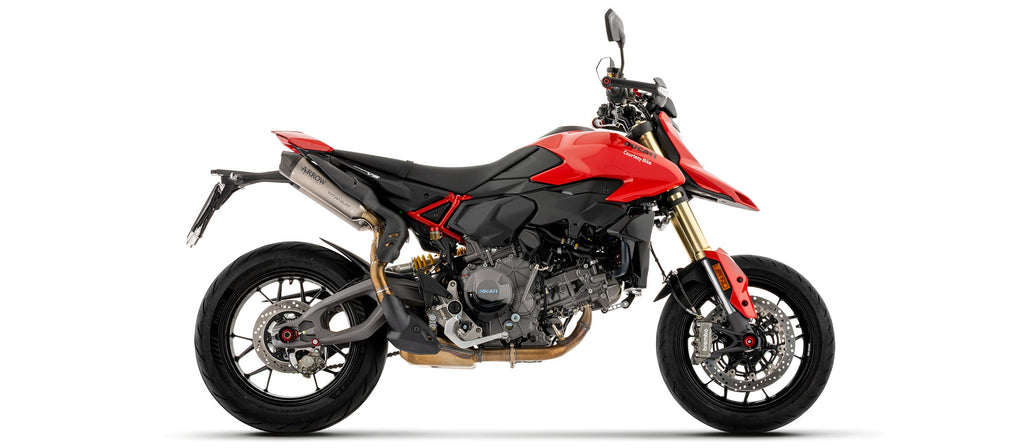 Arrow Round-Sil Titanium Road Approved Slip Ons (Right & Left) with Carbon End Cap - Ducati Hypermotard