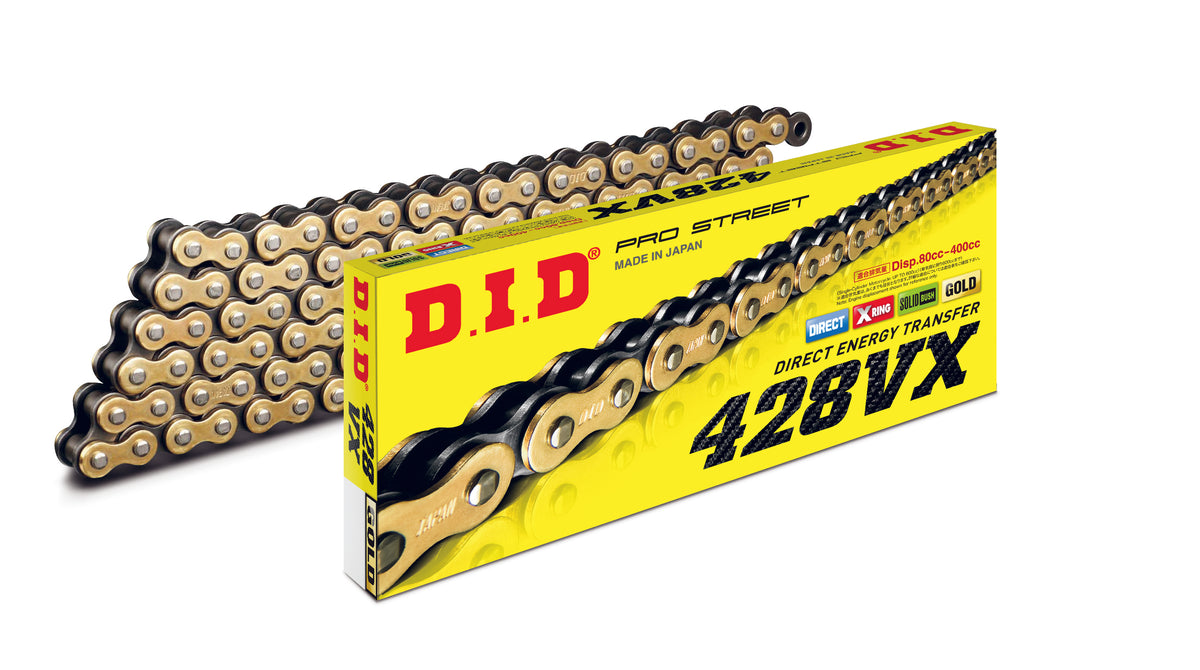 D.I.D. 428 VX Pro Street Series Gold Plated X-Ring Sealed Chain