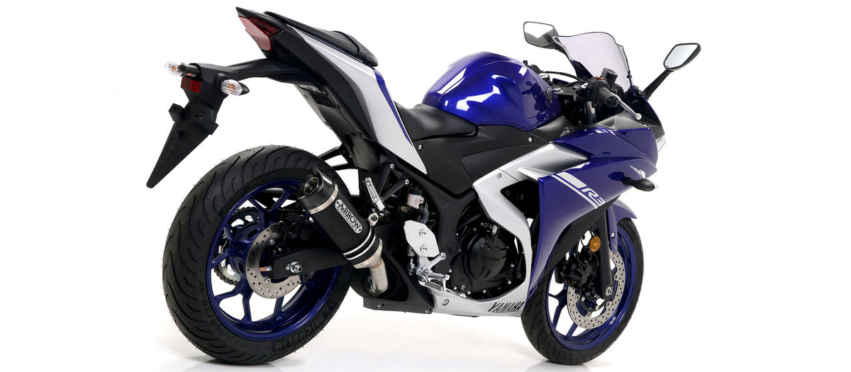 Arrow Street Thunder Aluminium "Dark" Slip On with Carbon End Cap - Yamaha MT-03/YZF-R3