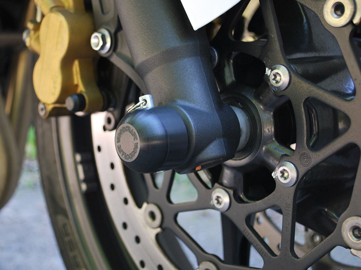 Woodcraft Front Axle Sliders - Triumph Daytona 675/675R, Street Triple 675 (2006-2017)