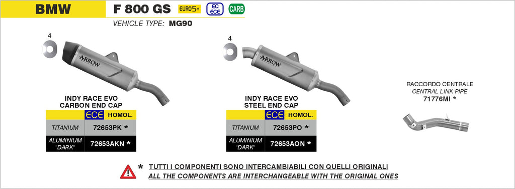 Arrow Indy Race EVO Aluminium "Dark" Slip On with Carbon End Cap - BMW F800GS/F900GS
