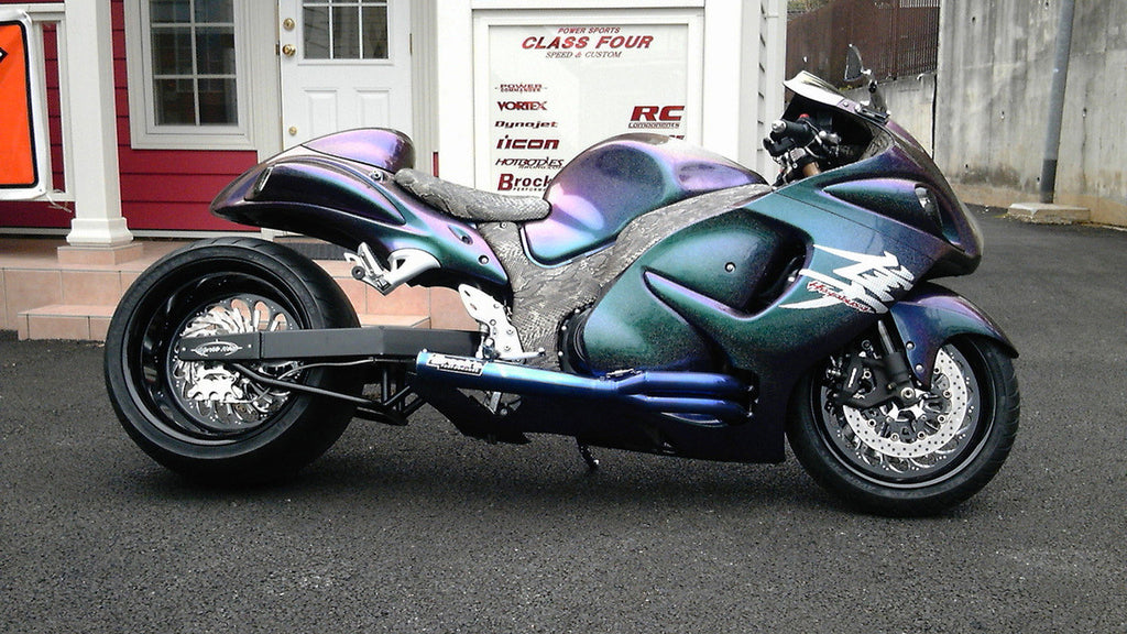 Brock's Performance TiWinder Blue Full System w/ 18" Muffler Street Baffle Suzuki Hayabusa (99-26)