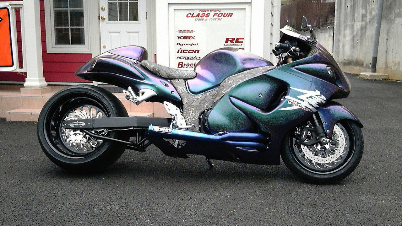 Brock's Performance TiWinder Blue Full System w/ 18" Muffler Street Baffle Suzuki Hayabusa (99-26)