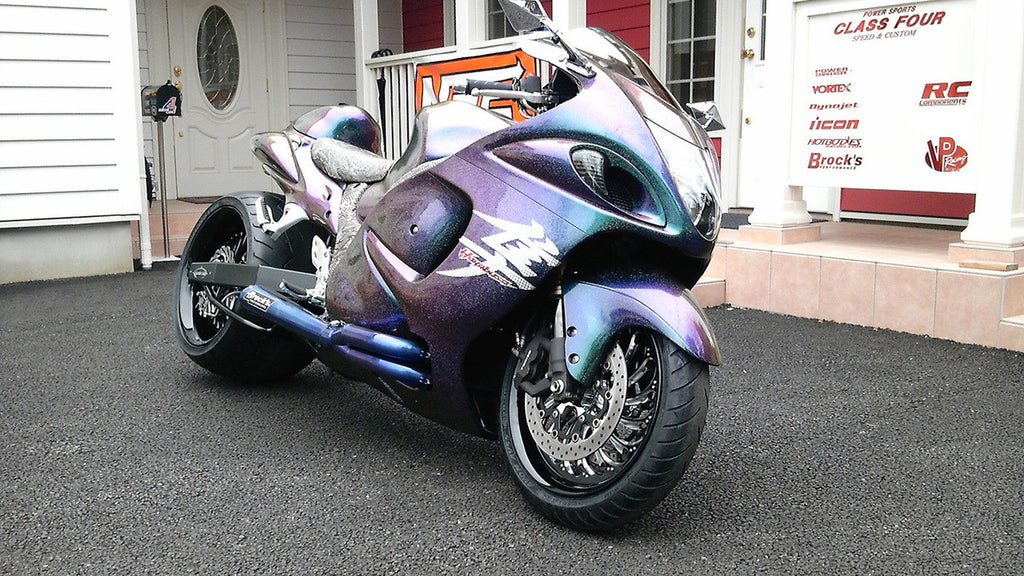 Brock's Performance TiWinder Blue Full System w/ 18" Muffler Street Baffle Suzuki Hayabusa (99-26)