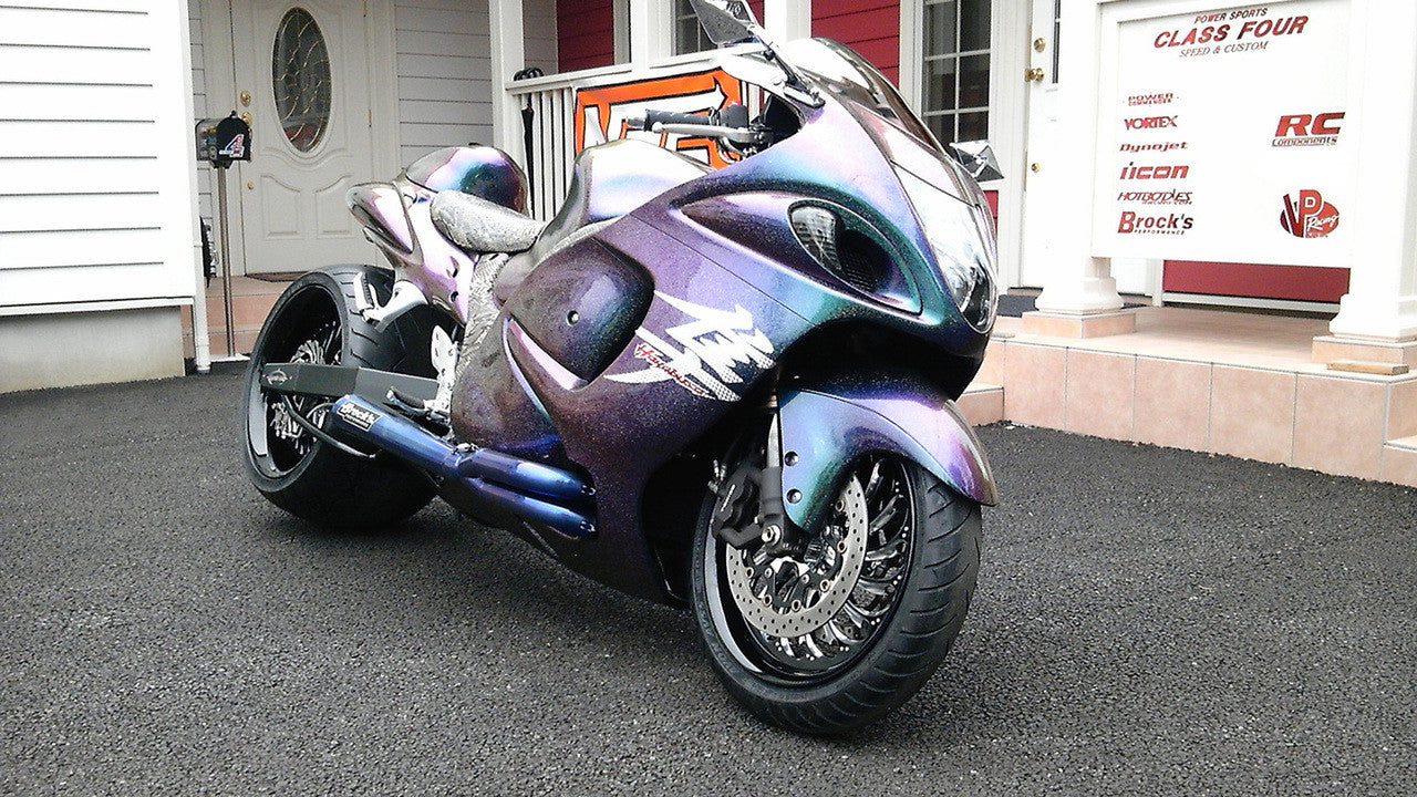 Brock's Performance TiWinder Blue Full System w/ 18" Muffler Street Baffle Suzuki Hayabusa (99-26)