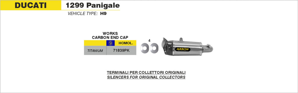 Arrow Titanium Works Slip Ons (Right and Left) with Carbon End Cap - Ducati 1299 Panigale/1299 Panigale S
