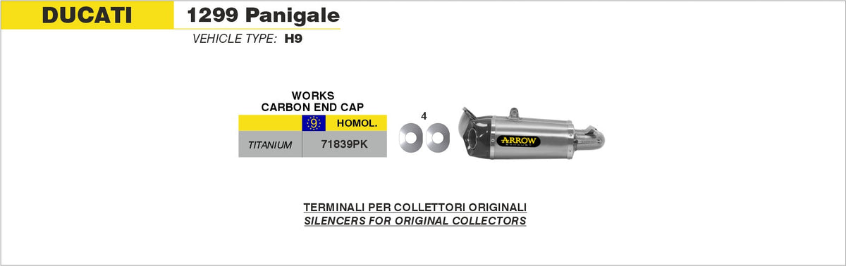 Arrow Titanium Works Slip Ons (Right and Left) with Carbon End Cap - Ducati 1299 Panigale/1299 Panigale S