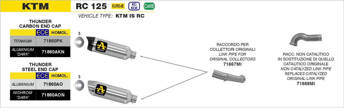Arrow Thunder Aluminium "Dark" Slip On - KTM RC 390/125 Duke