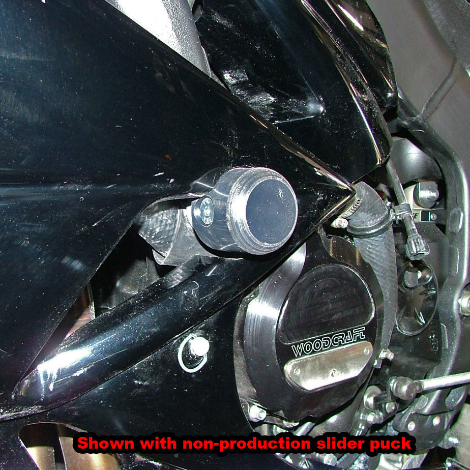 Woodcraft 2009-12 Kawasaki ZX6R Frame Slider Kit with pucks (Street Use Only)