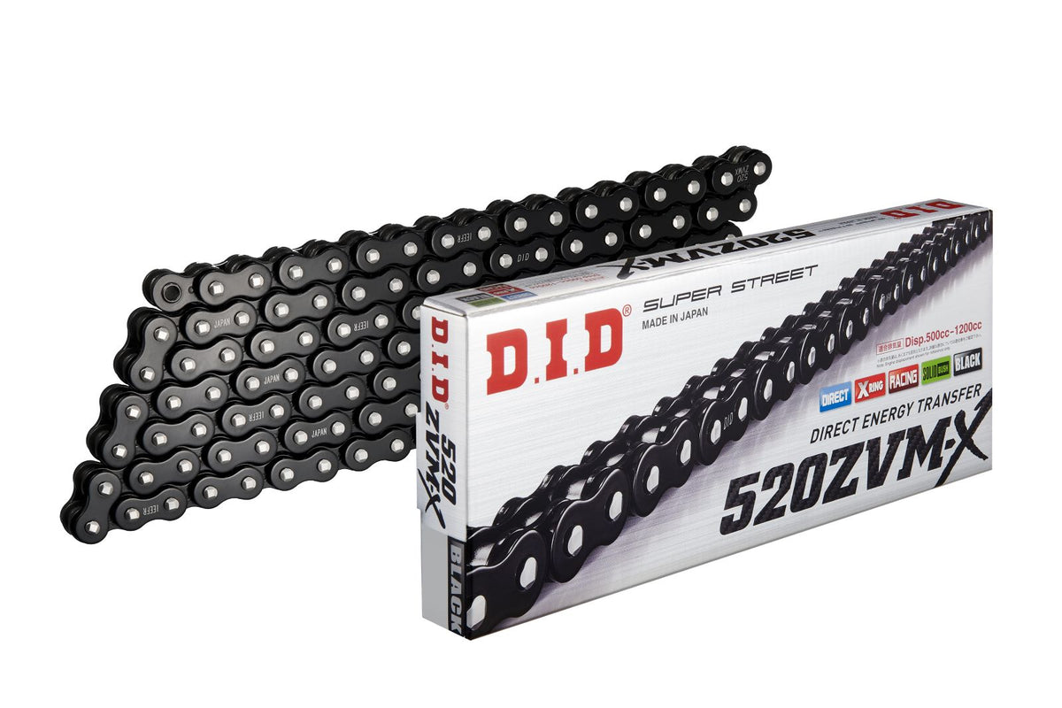 D.I.D. 520 ZVM-X Super Street Raven Series 1200cc Rated Black X-ring Sealed Chain