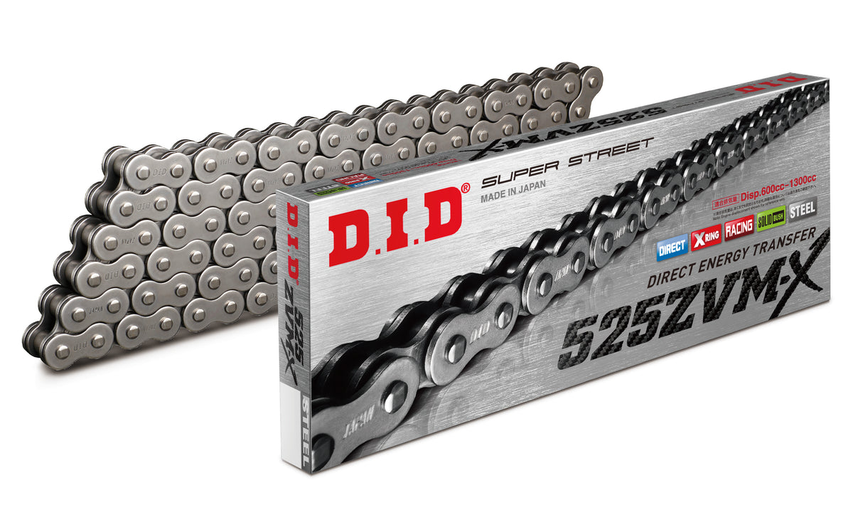 D.I.D. 525 ZVMX-2 Super Street Series Natural Plated X-Ring Sealed Chain