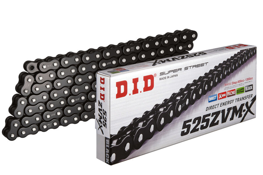 D.I.D. 525 ZVMX-2 Super Street Raven Series Black Plated X-Ring Sealed Chain
